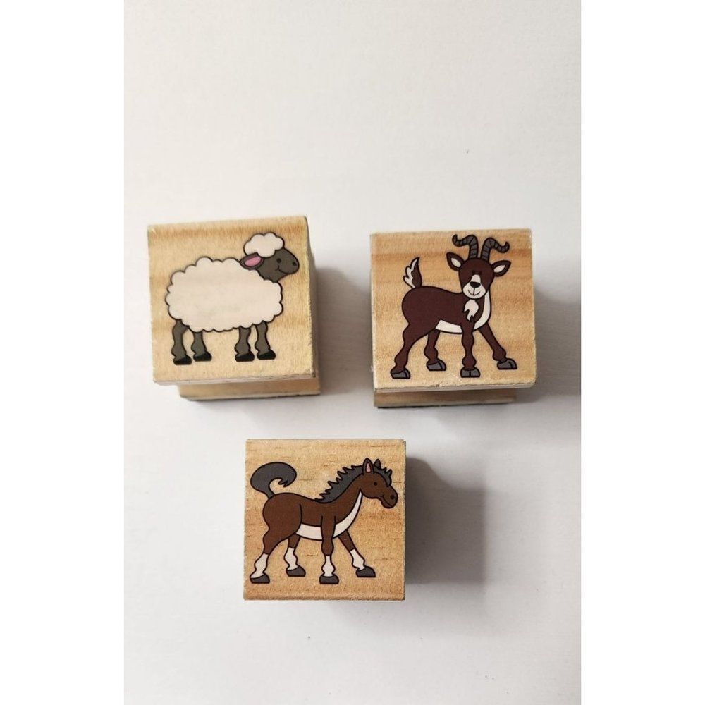Set of 3 Barnyard Animal Rubber Stamps